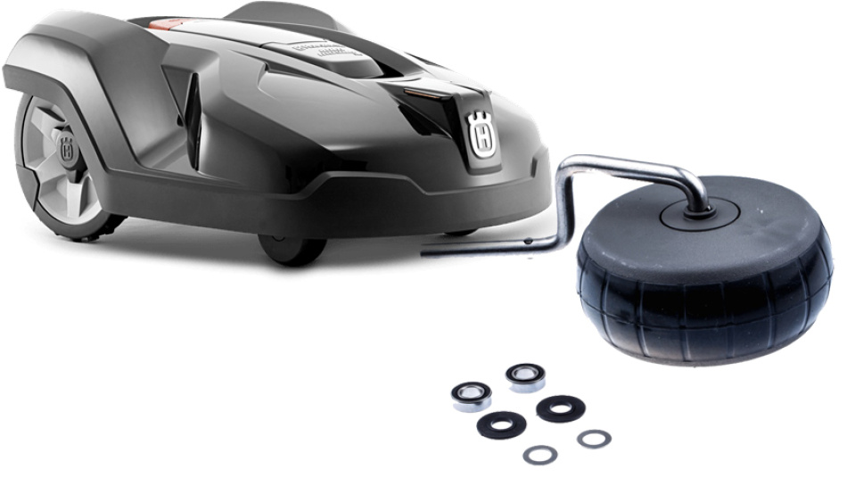 Etupyörän vaihtaminen laakereineen ja akseleineen Automower-malleissa 320, 330X, 420, 430X jne