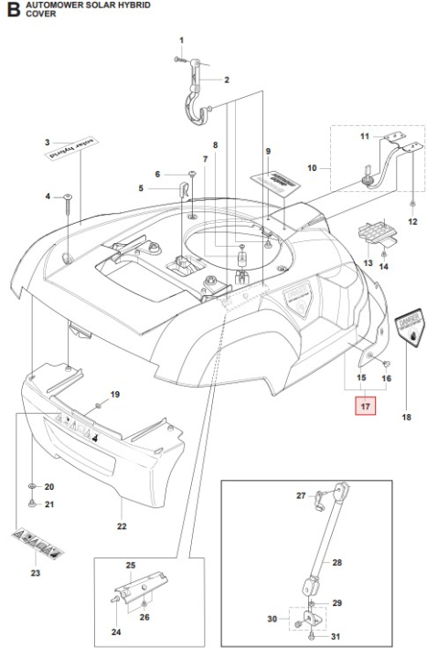 Body Kit Soalr Hybrid 5100967-03 ryhmässä Varaosat Robottiruohonleikkurit / Varaosat Husqvarna Automower® Solar Hybrid / Automower Solar Hybrid - 2014 @ GPLSHOP (5100967-03)
