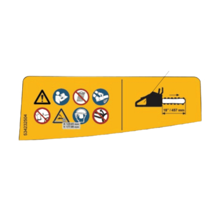 Varoitustarra 18‚ Bar 5342325-04 ryhmässä Varaosat / Varaosat Moottorisahat / Varaosat Husqvarna 240i @ GPLSHOP (5342325-04)