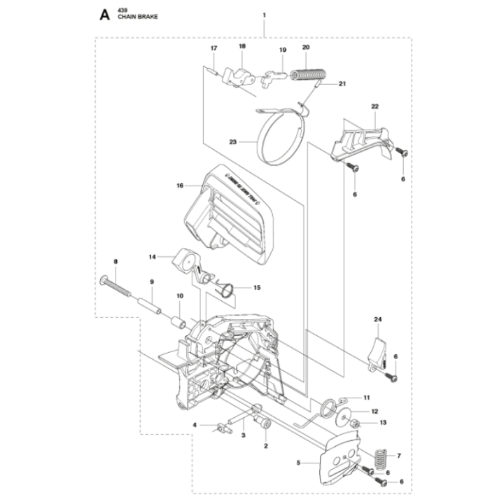 Kytkinkansi 439 5851350-01 ryhmässä Varaosat / Varaosat Moottorisahat / Varaosat Husqvarna 439 @ GPLSHOP (5851350-01)