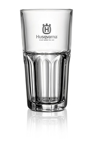 Husqvarna clear glass tumbler with Husqvarna logo - 31cl, 12 pcs ryhmässä Husqvarnan metsä- ja puutarhatuotteet / Husqvarna Työvaatteet/laitteet / Työvaatteet / Tuotteet @ GPLSHOP (5902106-01)