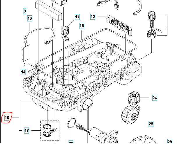 Chassis lower 405X/415X ryhmässä Varaosat Robottiruohonleikkurit / Varaosat Husqvarna Automower® 415X / Automower 415X - 2025 @ GPLSHOP (5992956-01)