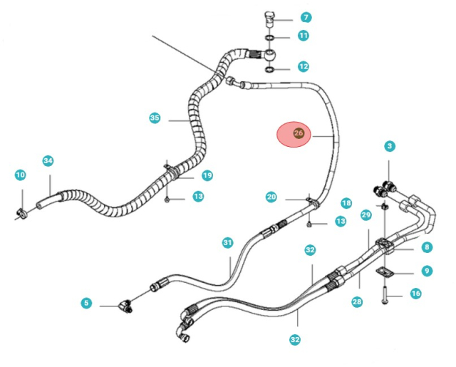 Hydraulikaluetku, L=1090 5010876-01
