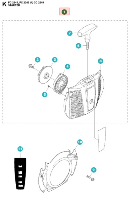 Käynnistin Jonsered CC2245, FC2245