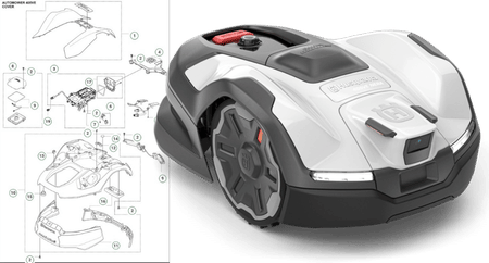 Husqvarna Automower 405VE Nera med sprängskiss