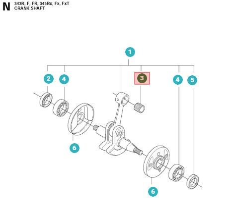 Männän tappilaakeri Husqvarna 340, 345, 350 5014516-01