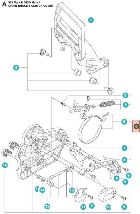 Kytkinkansi Husqvarna 545, 545G, 545 Mark II, 555