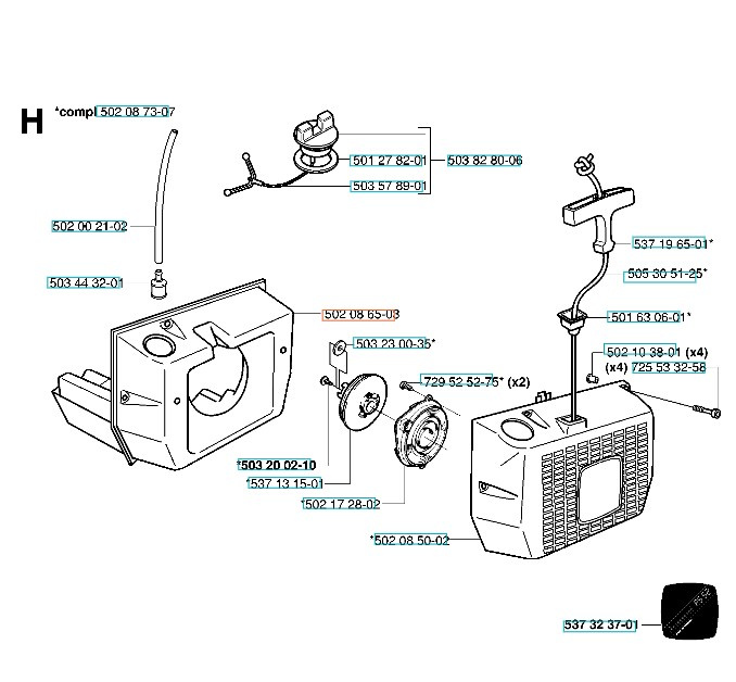 Polttoainesäiliö Jonsered RS40, RS51, RS52