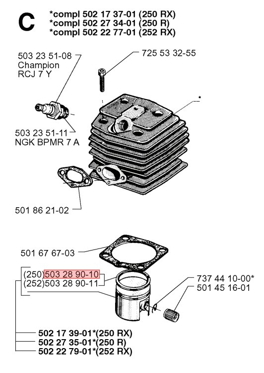 Männänrengas 246, 250RX, 252RX, 340, 345, 351