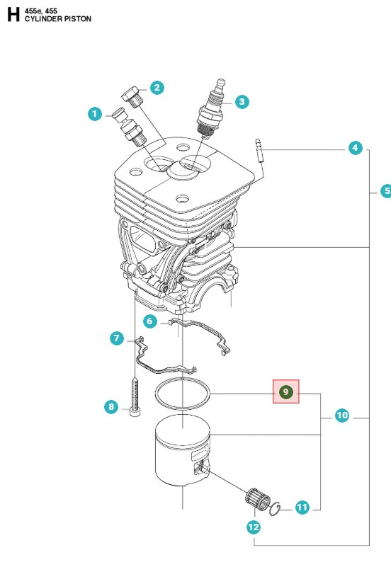 Männänrengas Husqvarna 455 Rancher, Jonsered CS2255