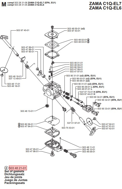 Kalvosarja Husqvarna 240R, 245RX, 245, 55 Rancher