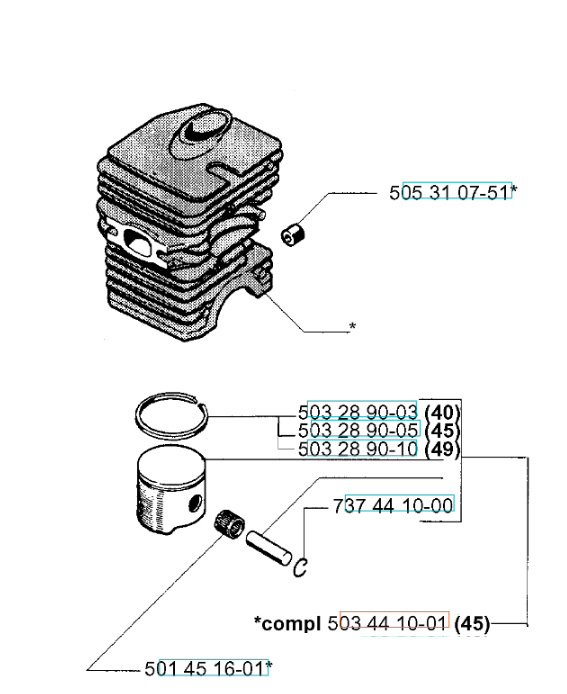 Sylinteri Husqvarna 39, 40, 45, 49