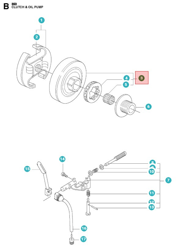 Kytkinrumpu 346XP, 353, 357XP, 359, CS2153