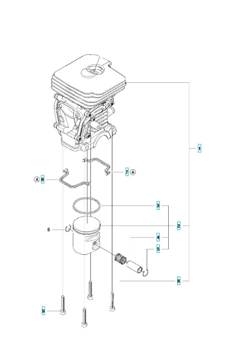 Sylinteri Husqvarna 135, 140, 435, 440, Jonsered CS2240