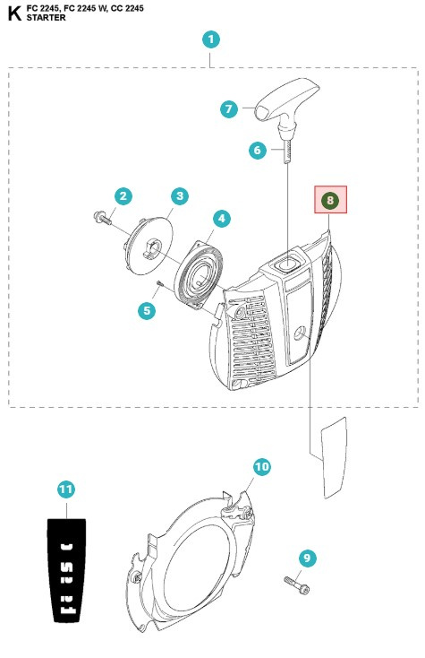 Käynnistyskotelo Jonsered CC2245, FC2245