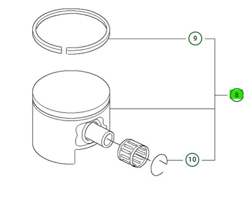 Mäntä Kpl 346XP 44,3mm 50CC Decomp
