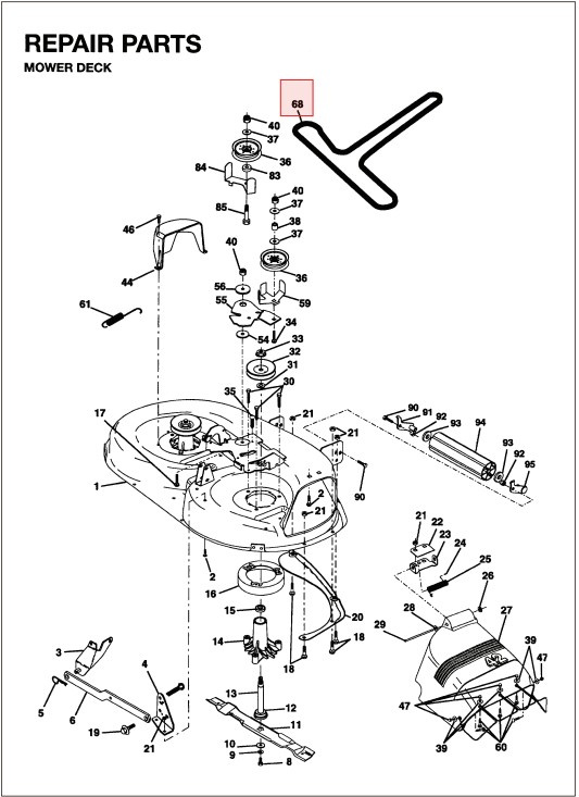Leikkuuhihna LT1238, LT1538, LTH120, LTH130, LTH140 ym