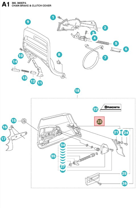 Kytkimen kansi Husqvarna 390XP, 390XPG