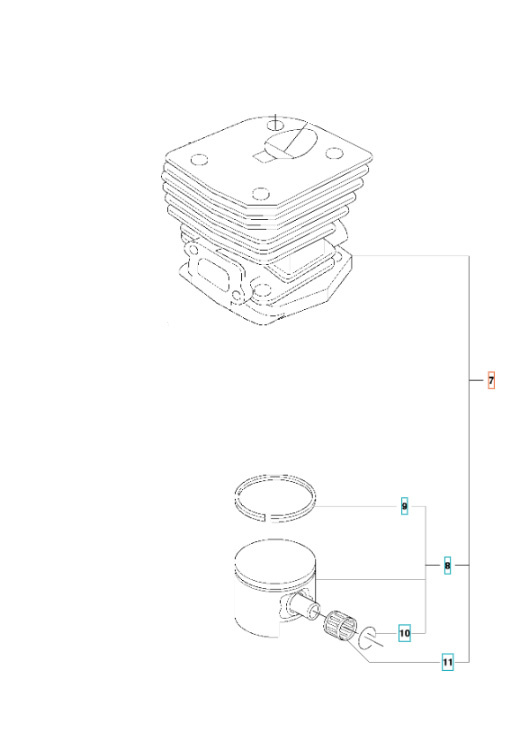 Sylinteri Kpl Husqvarna 353, Jonsered CS2147, CS2152