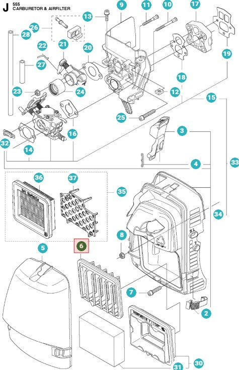 Ilmansuodatin Husqvarna 355FX, 355RX, 555FX, 555RXT, FC2256