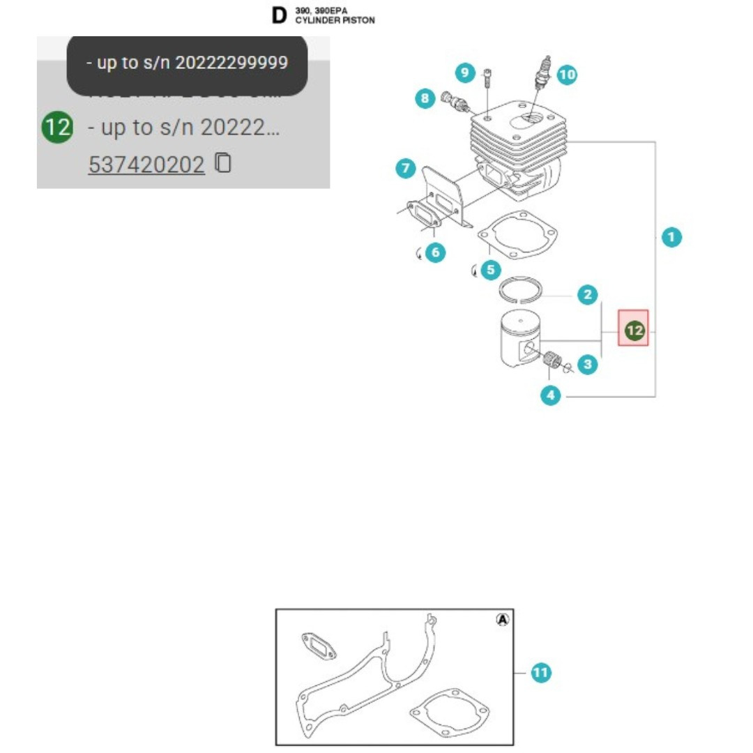 Mäntä 55mm Husqvarna 390XP
