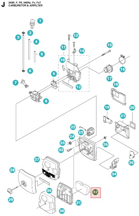 Ilmansuodatin Husqvarna 345FX, 345RX, 343FR, FC2145