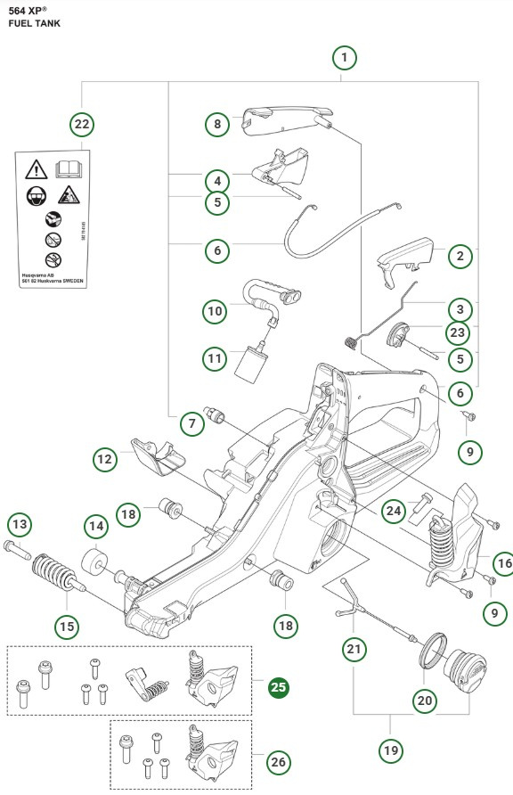 Tärinänvaimennin Husqvarna 564XP/G
