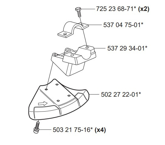 Teräsuoja Husqvarna 323C, 323R, 324RX, 524R, 525R ym