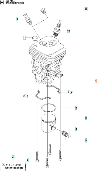 Sylinteri Husqvarna 450, Jonsered CS2250S