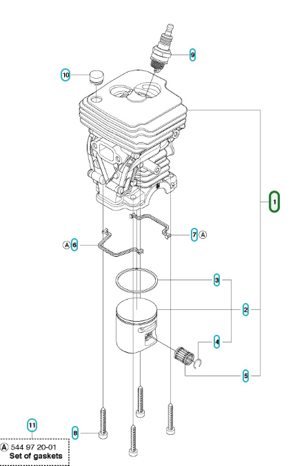 Sylinteri Husqvarna 450, 450 Rancher, CS2250S