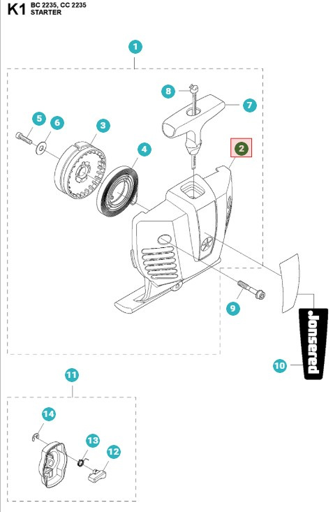 Käynnistyskotelo Jonsered GC2236, BC2235, CC2235, CC2236