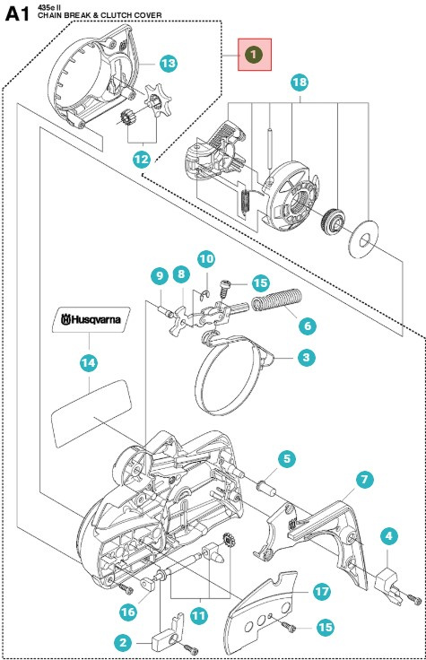 Kytkinkansi Husqvarna 135, 435E, 440E