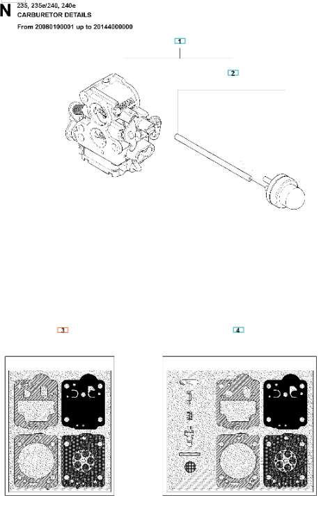 Kaasuttimen tiivistesarja Husqvarna 240, CS2234
