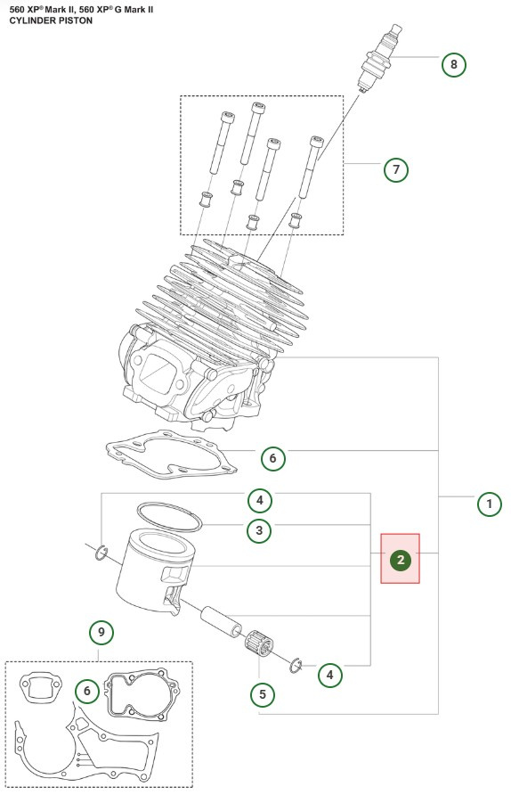 Mäntä Husqvarna 560 XPG Mark II, 562 XPG Mark II