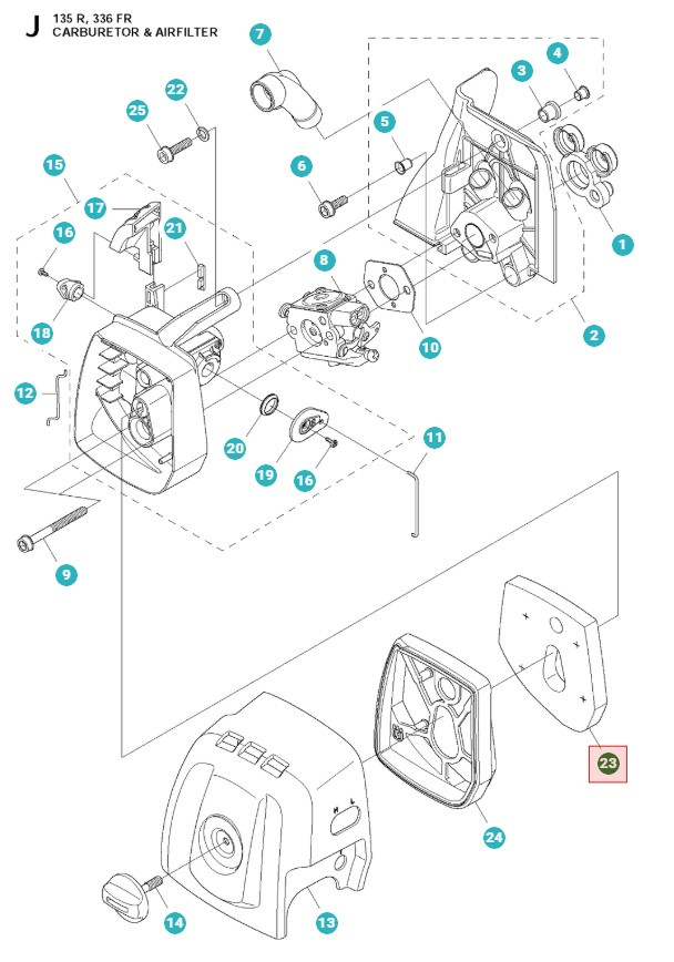 Ilmansuodatin Husqvarna 336FR, 135R, 336RK