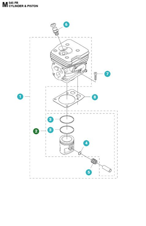 Mäntä 42mm Husqvarna 345FR, 545FR, 545FX, 545RX, FC/CC 2245