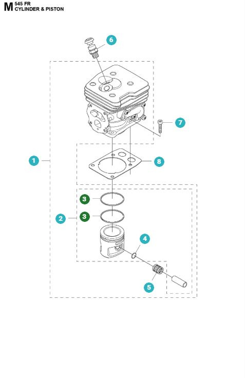 Männänrengas 42mm Husqvarna 345FR, 545FR, 545FX, 545RX, FC/CC 2245