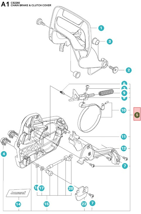 Kytkimen kansi Jonsered CS2252, CS2253, CS2258, CS2260