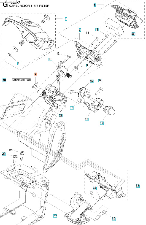 Kaasutin Husqvarna T540XP