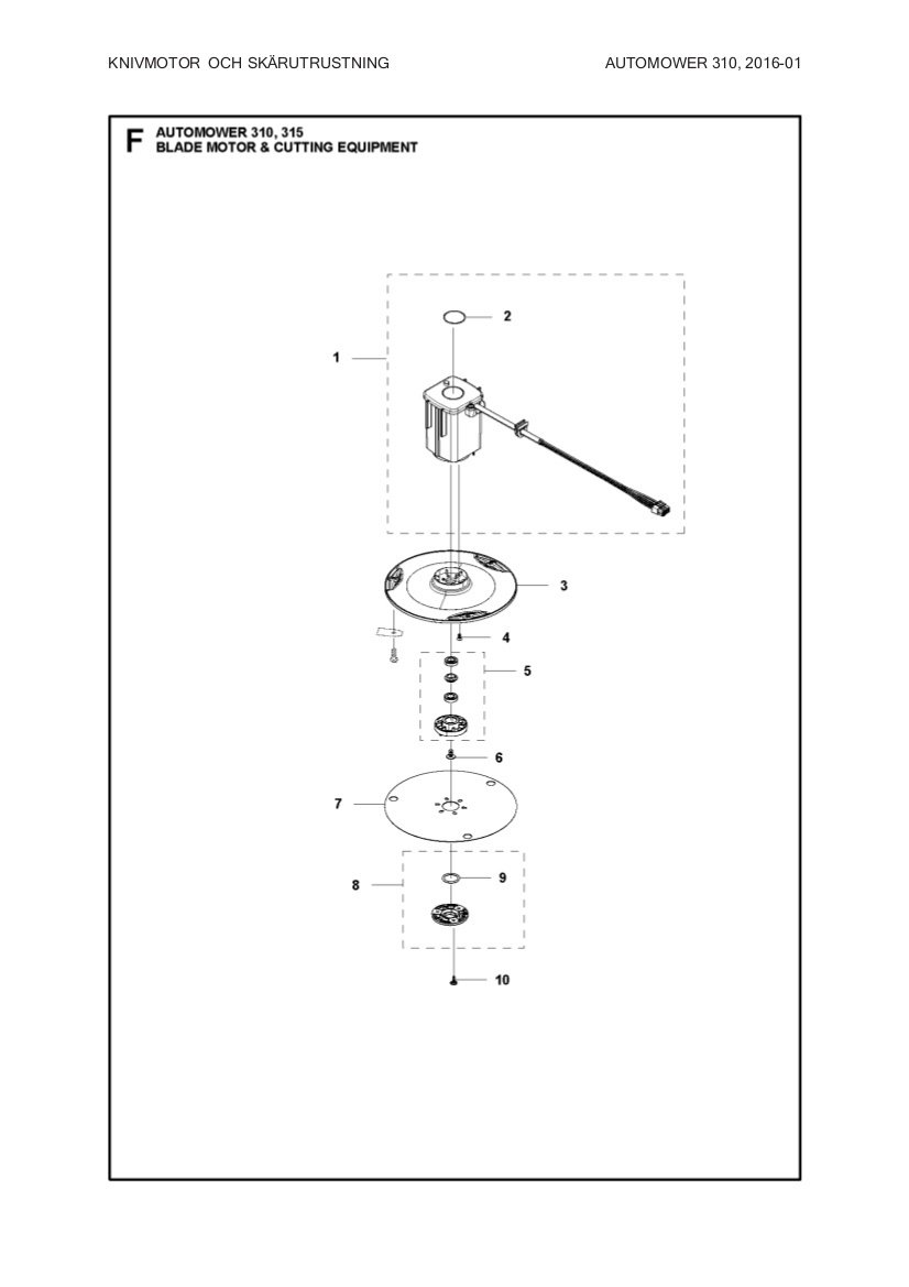 Moottori, leikkuu Automower 310, 315, 315X