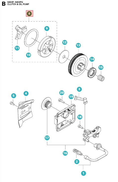 Kytkentä Husqvarna 543XP