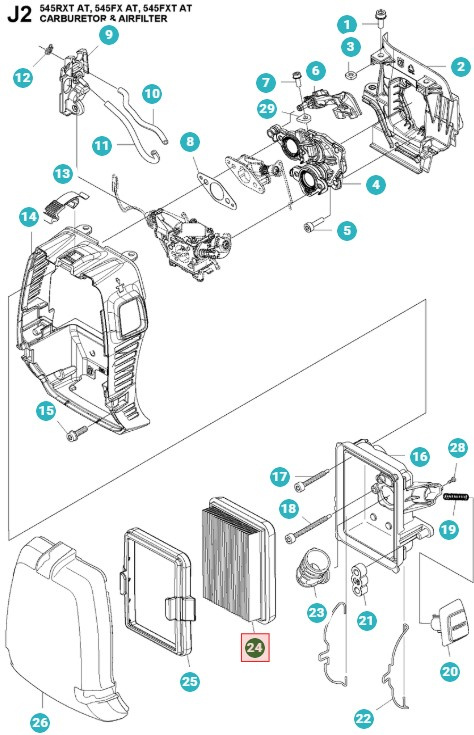 Ilmansuodatin Husqvarna 545RXT AutoTune, 545FX, FXT AutoTune