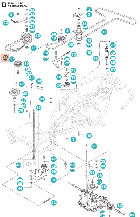 Hihna Husqvarna Rider 111 B5, Jonsered FR2311 M, 5895341-01