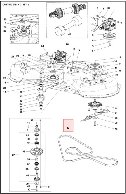 Leikkuuhihna Husqvarna C155 (967293901)