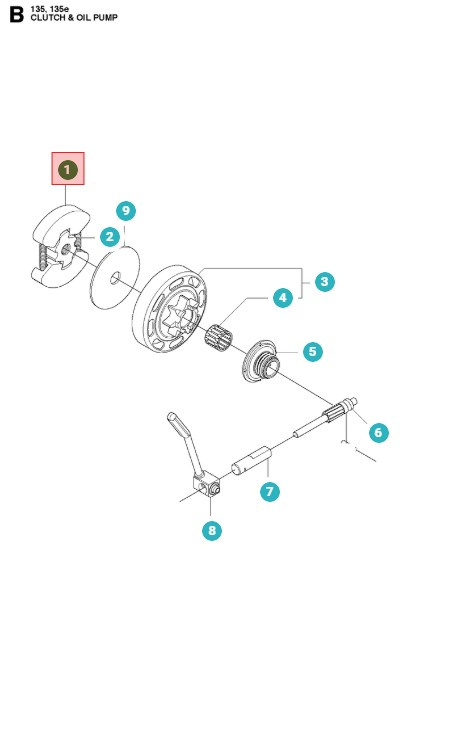 Kytkin Husqvarna 120, 130, 135, 236, 240, CS2234, CS2238
